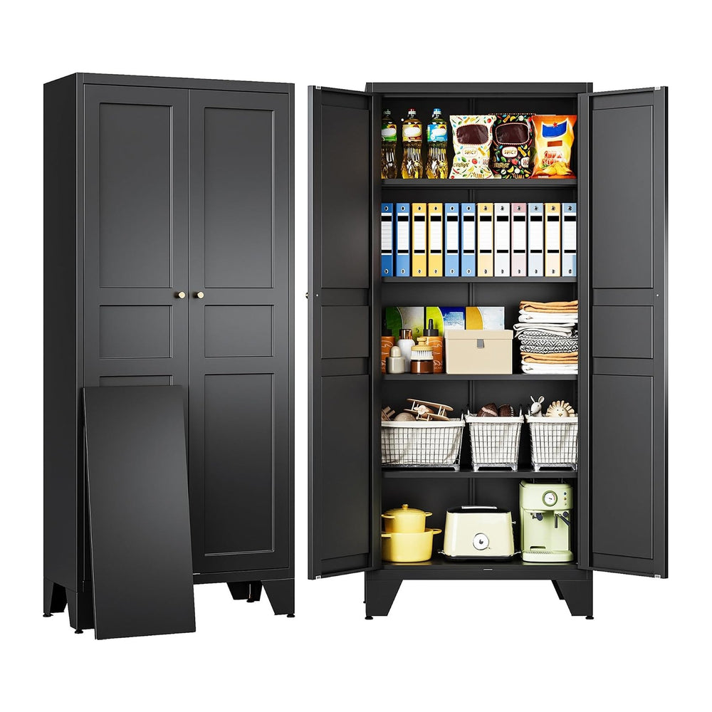 SISESOL Metal Storage Cabinet with Doors and Shelves,Black Storage Cabinet wi...