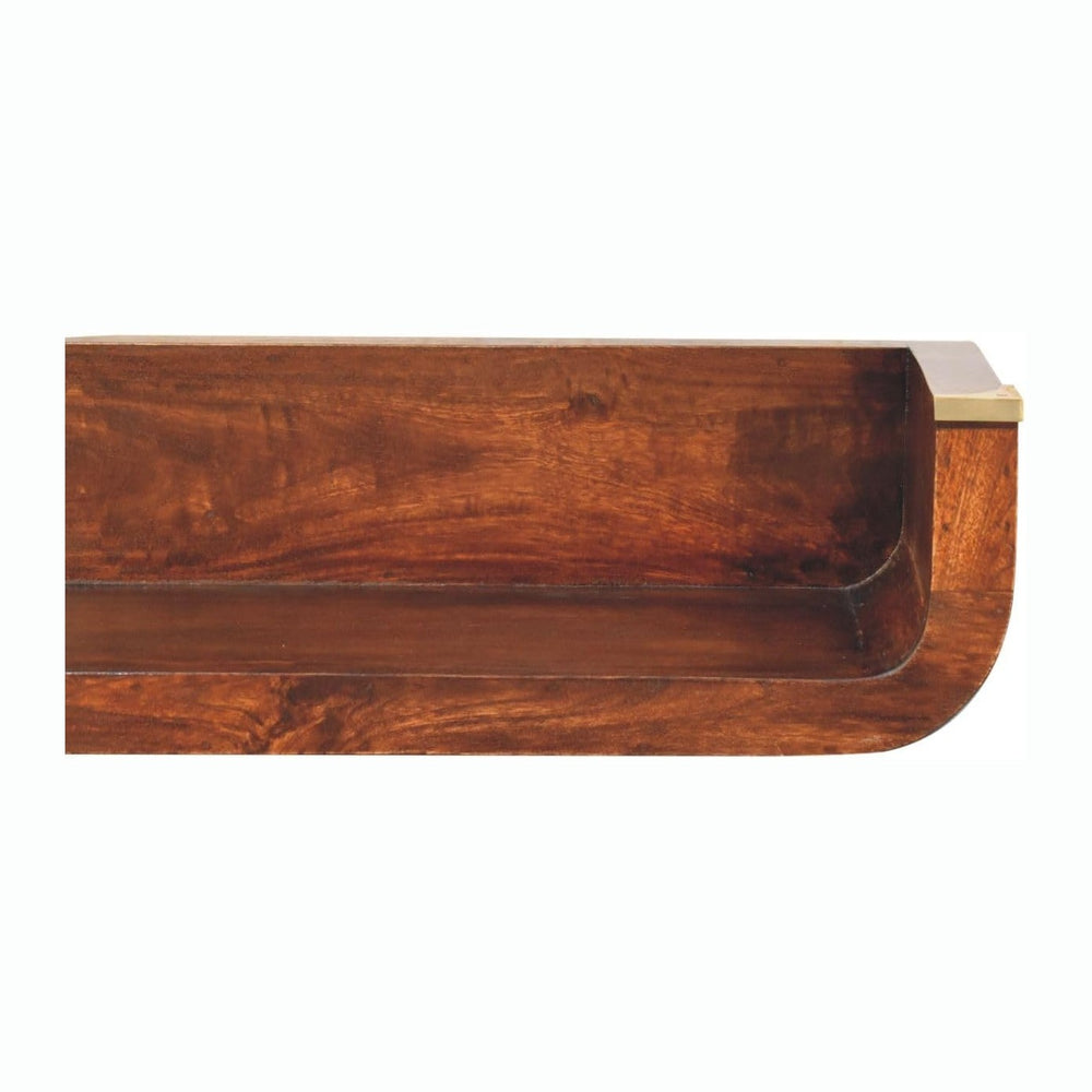 Solid Wood Indira California Walnut Floating Console Table, Open Shelf, Dark ...
