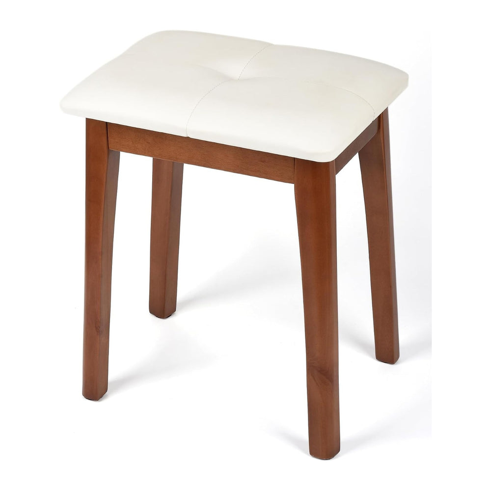 Solid Wood Vanity Stool with Cushion | 11"D x 15"W x 18" H - S...