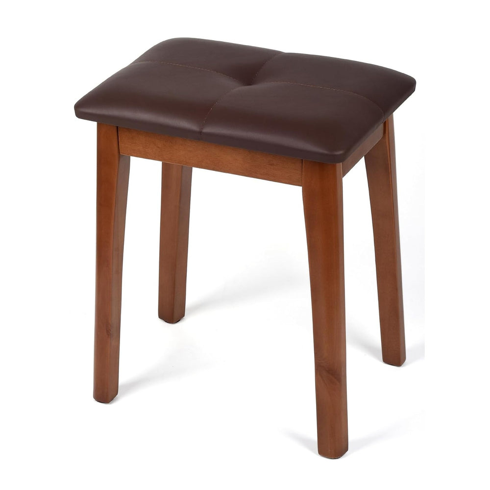 Solid Wood Vanity Stool with Cushion, 11" D x 15" W x 18" H - ...