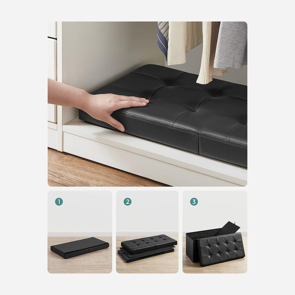 SONGMICS 30 Inches Folding Storage Ottoman Bench with Flipping Lid | Storage ...