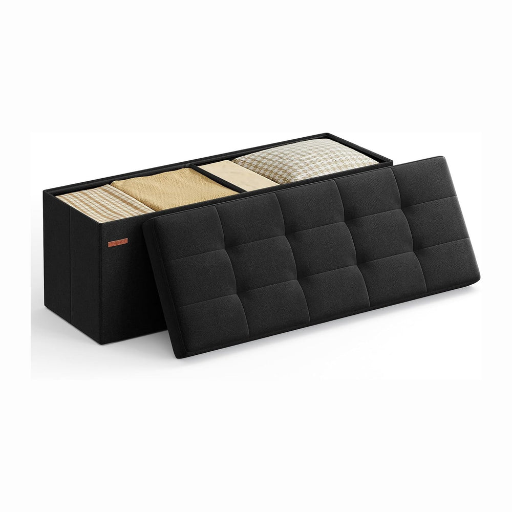 SONGMICS 43.3 Inches Folding Storage Ottoman Bench, Load 660 lb | Ottoman Foo...