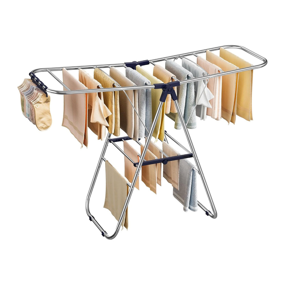 SONGMICS Clothes Drying Rack, Foldable Laundry Drying Rack, Sock Clips, Metal...