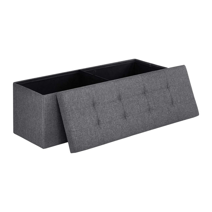 SONGMICS MAZIE Collection - 43 Inches Folding Storage Ottoman Bench, Ottoman Foot Rest, End of Bed Bench, Storage Chest, Load 660 lb, for Living Room, Bedroom, Entryway, Dark Gray ULSF77K