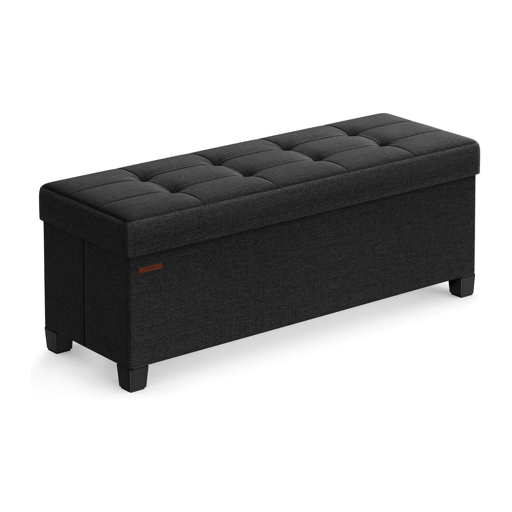 SONGMICS Storage Ottoman Bench, Foldable Foot Rest with Legs, 15 x 43 x 15.7 ...