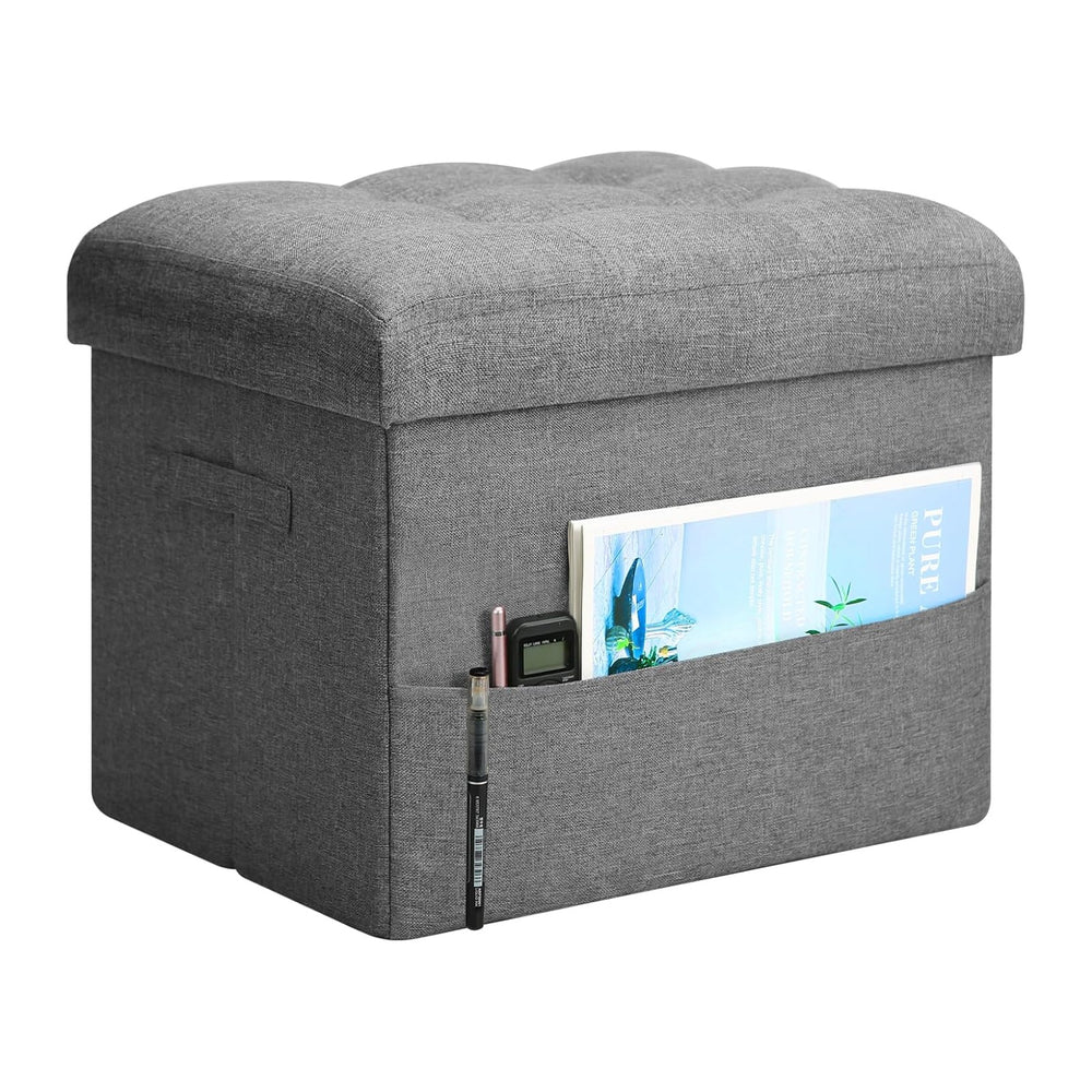 Storage Ottoman with Extra Thick Foam Padded Seat, Foldable Foot Rest Stool w...