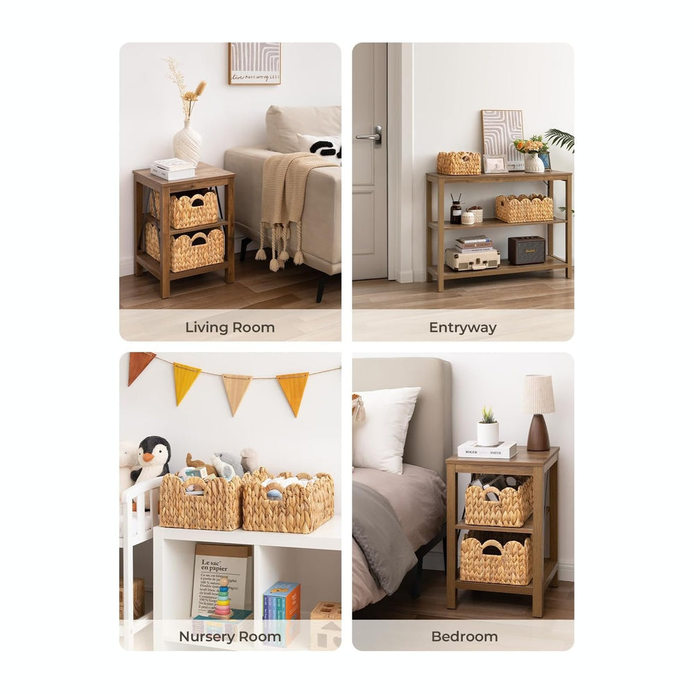 StorageWorks Scalloped Edge Wicker Basket, Hand-woven Rattan Baskets with Bui...
