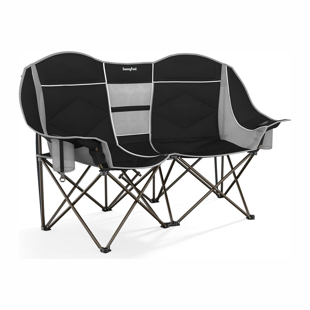 SUNNYFEEL Double Camping Chair Portable Folding Loveseat for 2 Adults Heavy D...