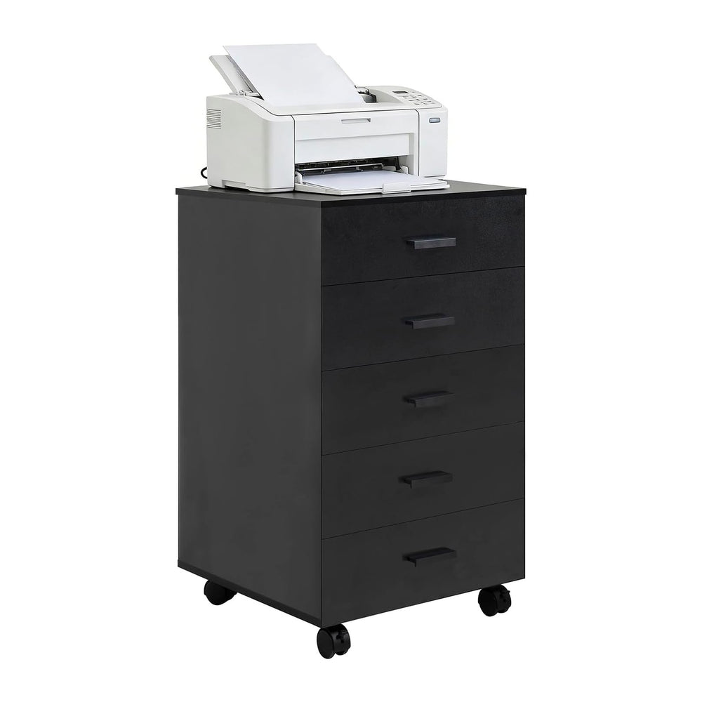SweetGO 5 Drawer Storage Cabinet, Under Desk Organizer with Printer Stand Woo...