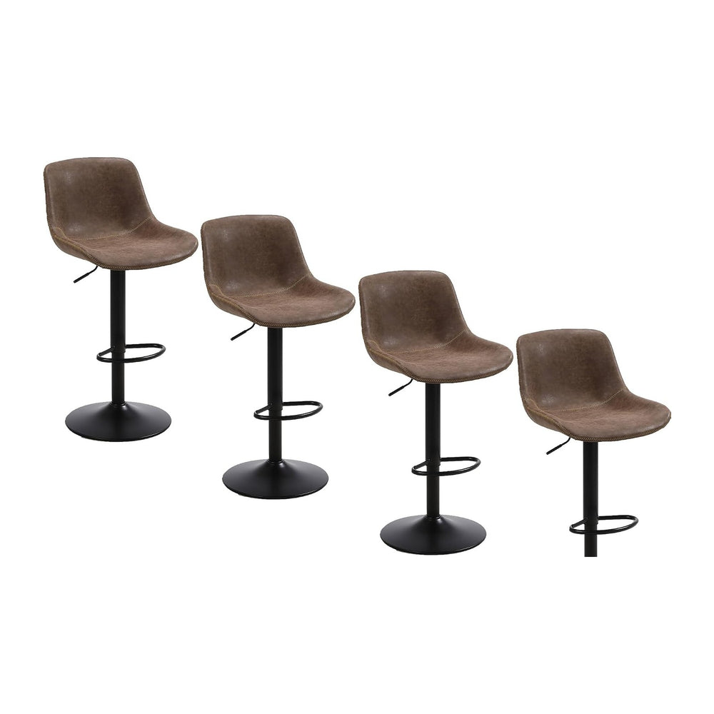 Swivel Bar Stools Set 4, Adjustable Height Suede-Like Leather Brown | Counter...