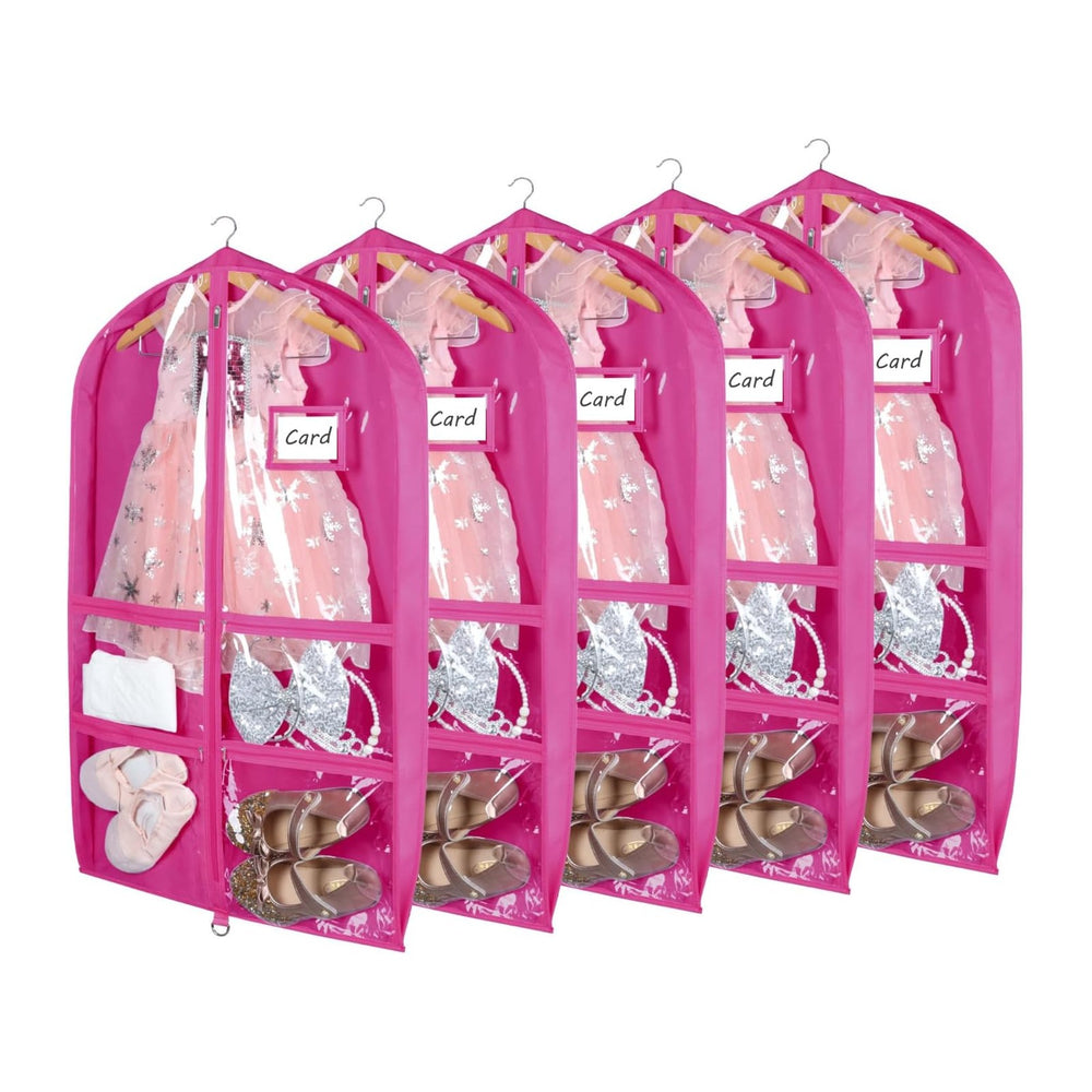 Syeeiex 40 Inch Clear Dance Costume Garment Bag, Rose Red, 5 Pack | Clear PVC...