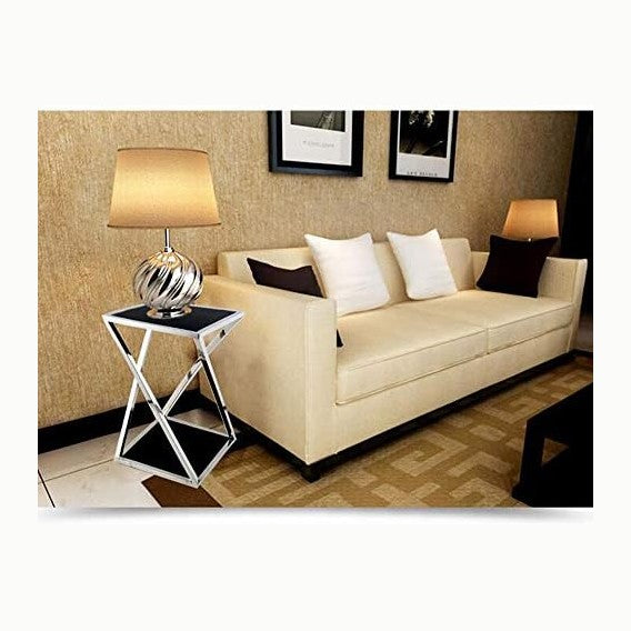 Telephone Table, Stainless Steel Glass Coffee Table,Sofa Side Table/Telephone...