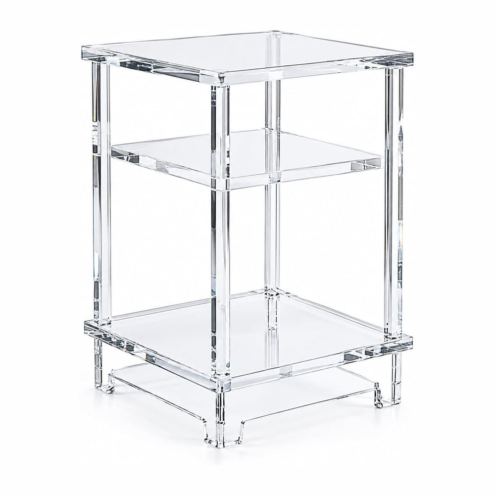 Thick Acrylic Side Shelf Table, 3-Tier Narrow Clear Acrylic End Table Nightst...