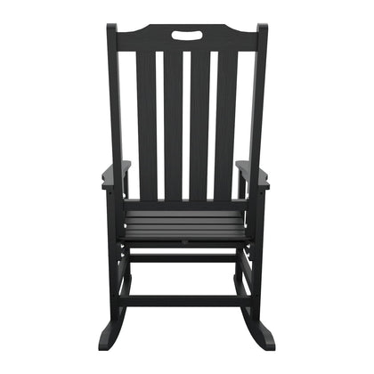 THOEOE Outdoor Rocking Chairs, Oversized Patio Rocking Chair | HDPE Outdoor Rockers for Front Porch, Patio, Backyard, Balcony and Garden. All-Weather High Back Design, Black