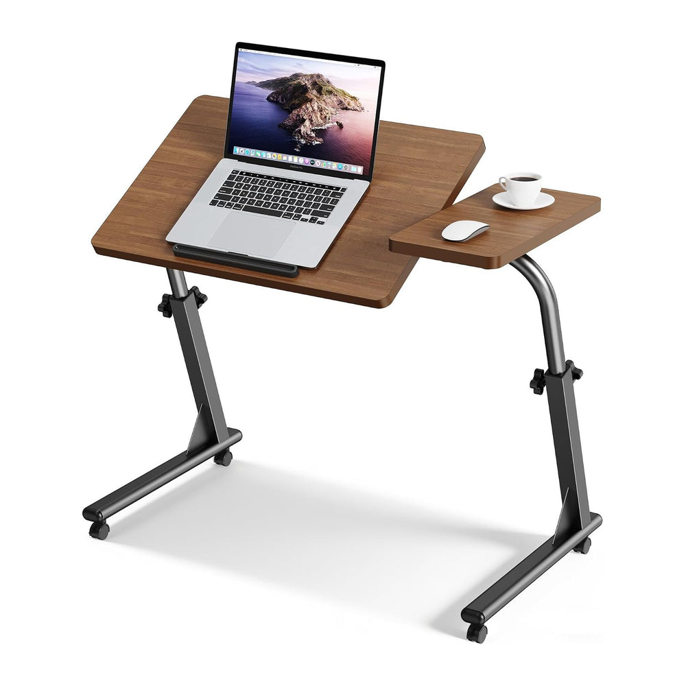 TV Tray Table with Wheels, Height Adjustable Folding Laptop Desk for Sofa | T...