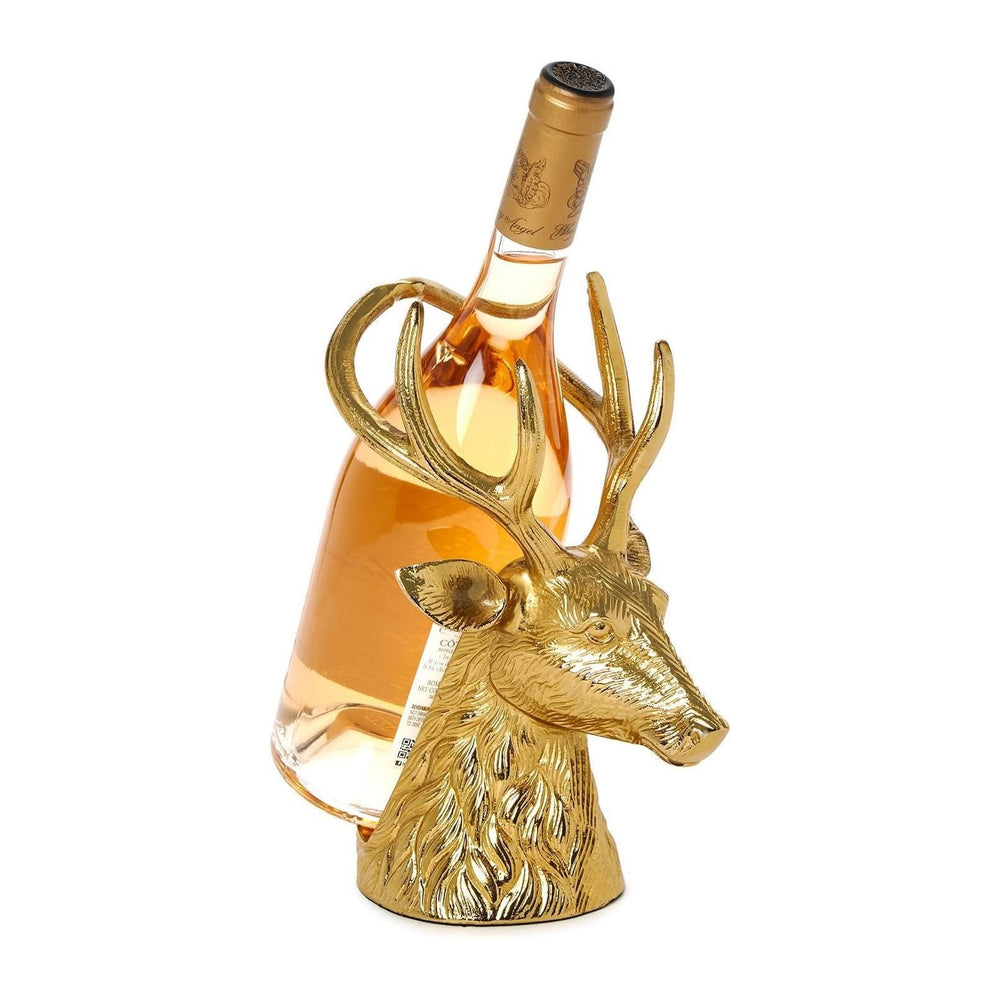 Two's Company Gold Stag Bottle Holder, 9-Inch, Aluminum