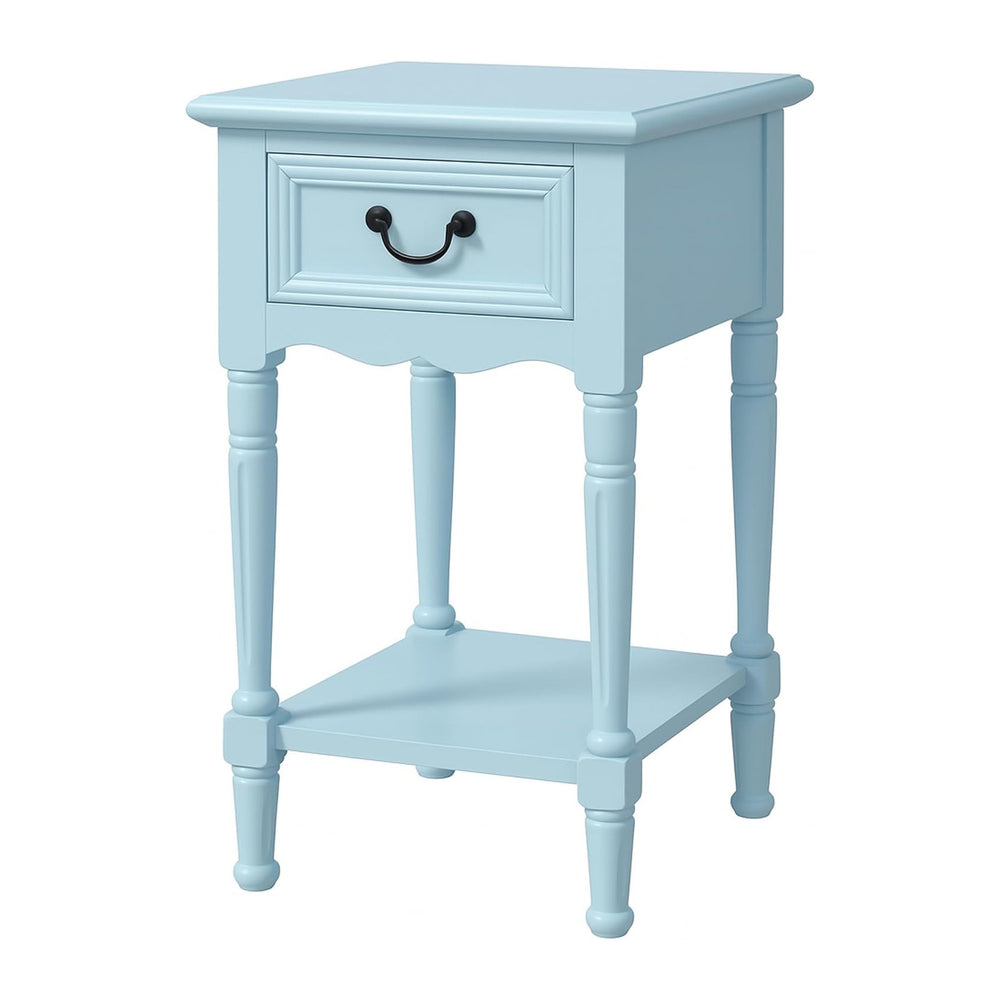 Urban Designs Wooden Accent Table/Nightstand with Drawer and Bottom Shelf – 2...