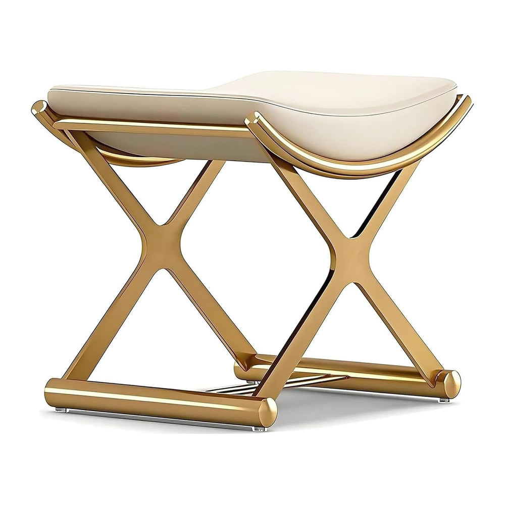 Vanity Stool Chair - Upholstered Makeup Stool with Leather Cushion - Modern S...
