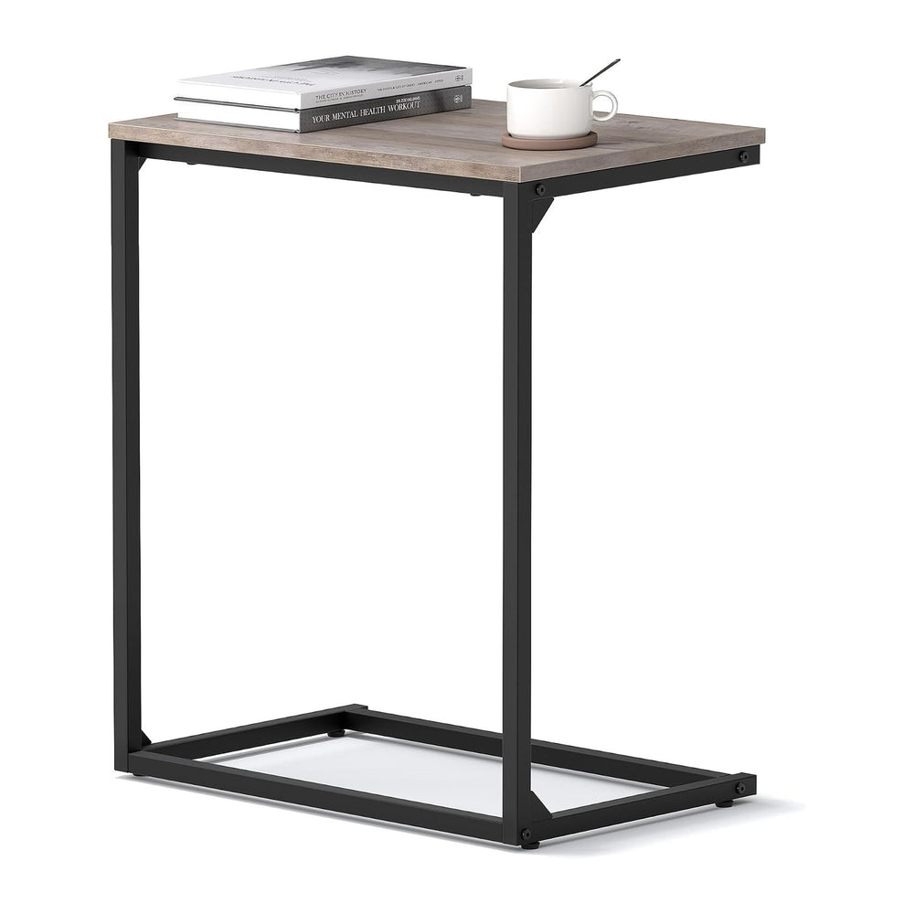 VASAGLE C Shape End Table, Small Coffee Table For Couch Or Sofa, Industrial S...