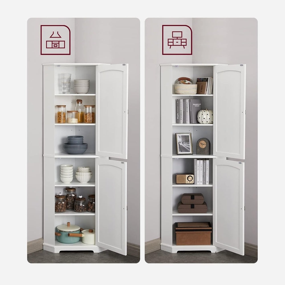 VASAGLE Corner Cabinet, Tall Corner Storage Cabinet with 2 Doors and 4 Adjust...