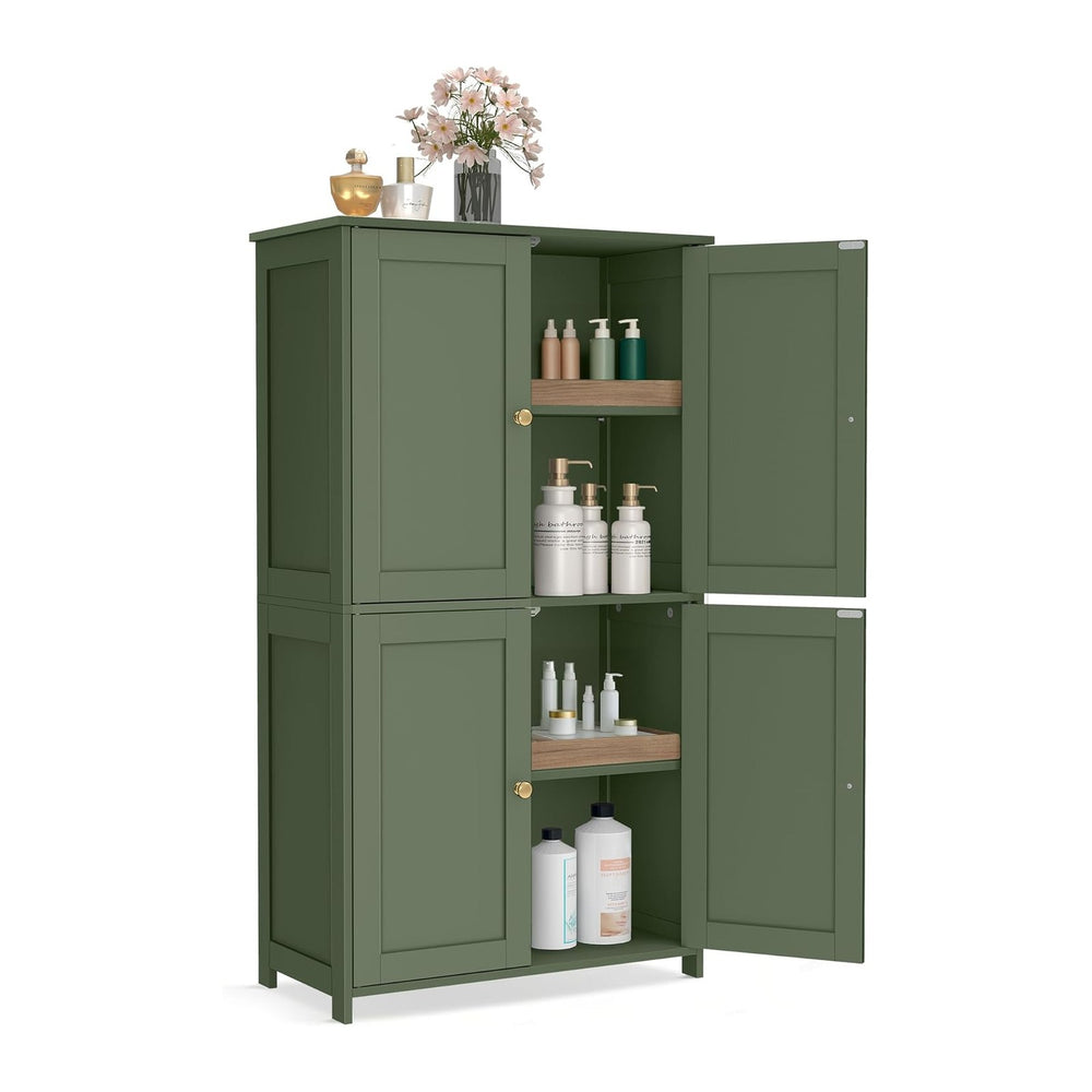 VASAGLE Floor Storage Cabinet, 2 Adjustable Shelves, 4 Doors,42.7" H