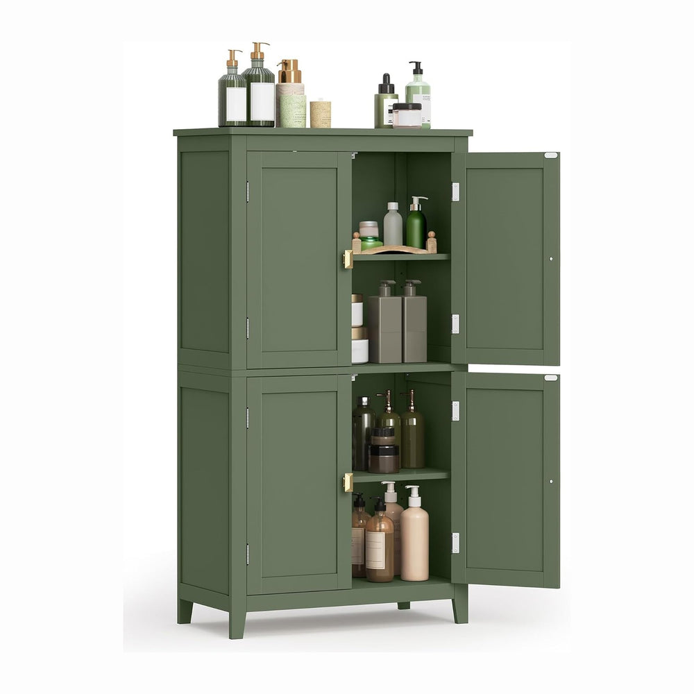 VASAGLE Floor Storage Cabinet, Freestanding Unit, 4 Doors | Adjustable Shelve...