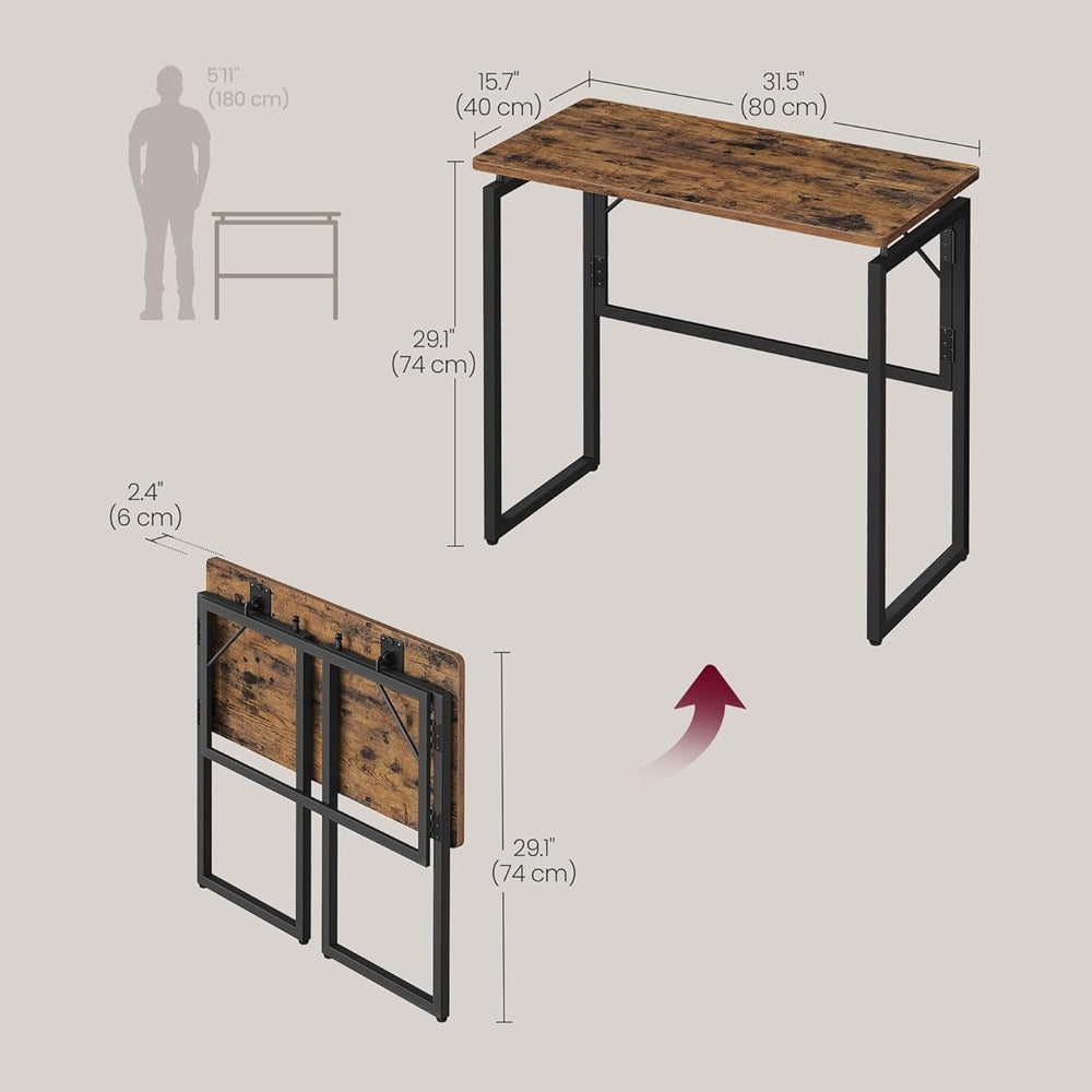 VASAGLE Folding Desk, Small Computer Desk, Foldable Table 31.5 Inch | One-Pie...