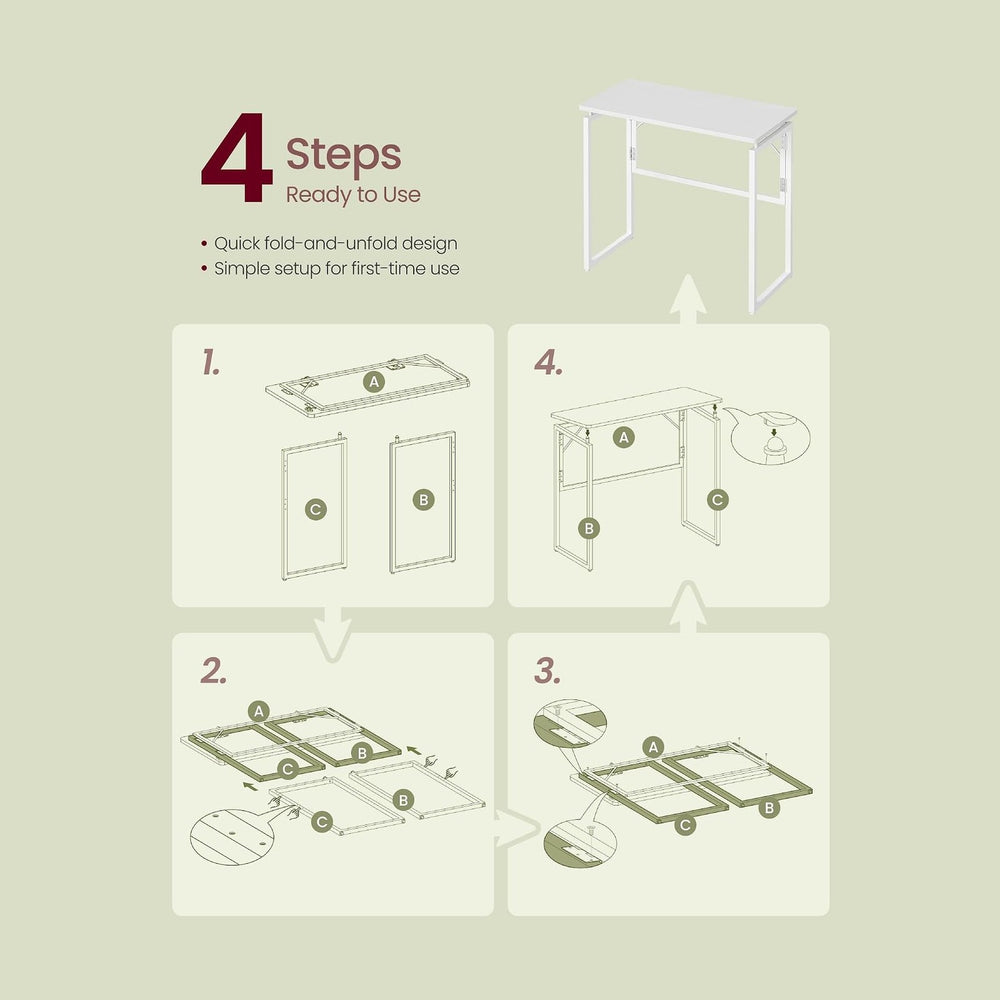 VASAGLE Folding Desk, Small Computer Desk, Foldable Table 31.5 Inch