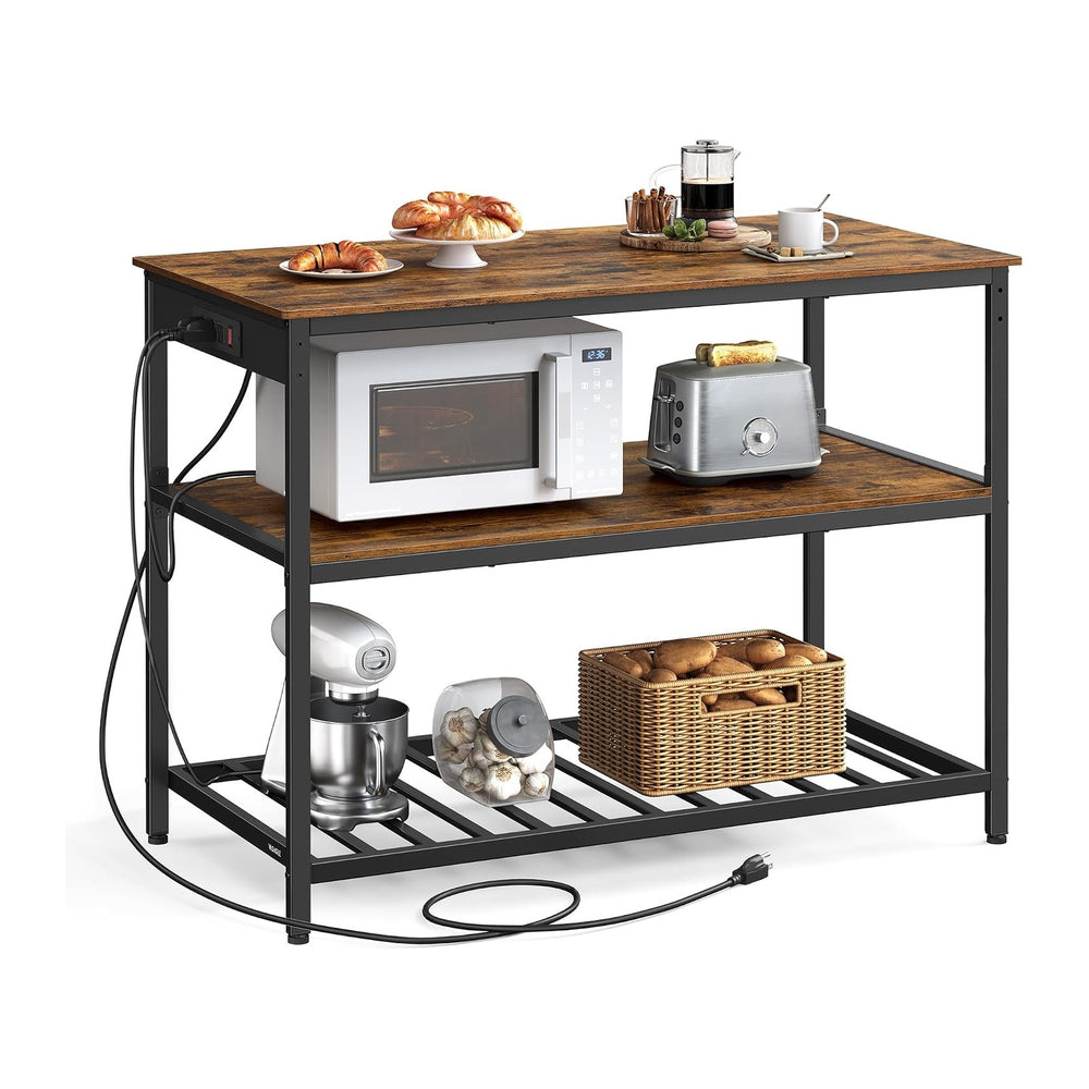 VASAGLE Kitchen Island with 3 Shelves, Storage Cabinet, Steel Structure | Kit...