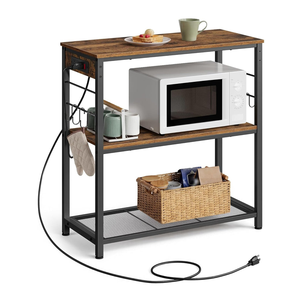 VASAGLE Kitchen Island with Power Strip, Microwave Oven Stand, Kitchen Shelf,...