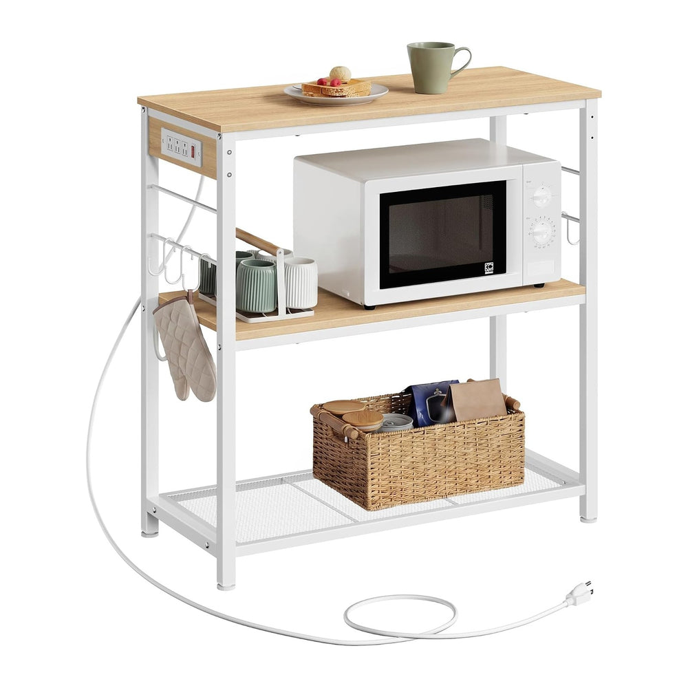 VASAGLE Kitchen Island with Power Strip, Microwave Oven Stand, Kitchen Shelf,...