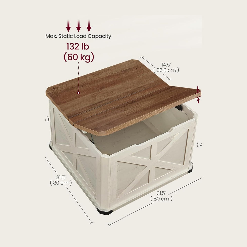 VASAGLE LIRY Collection - Farmhouse Coffee Table with Storage, Square Coffee ...