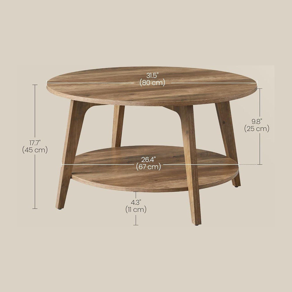 VASAGLE MAEZO Collection - Round Coffee Table, 2-Tier Center Table with Stora...