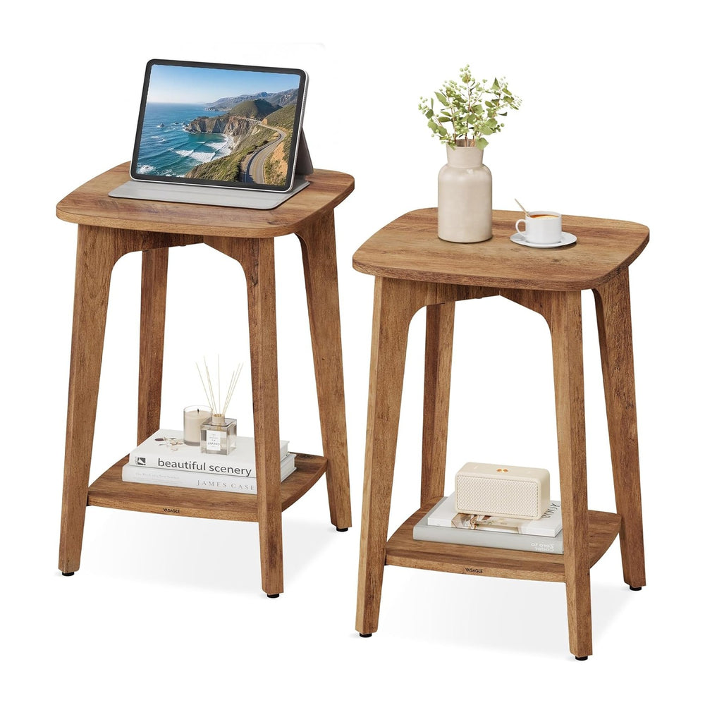 VASAGLE MAEZO Collection - Side Tables, Set of 2, 2-Tier Small Square End Tab...