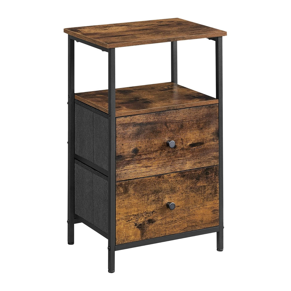 VASAGLE Nightstand, 24-Inch Tall Side Table with 2 Fabric Drawers and Storage...