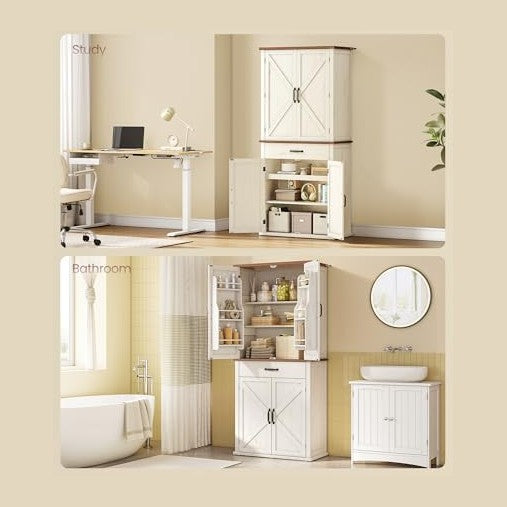 VASAGLE Pantry Cabinet, Freestanding Tall Cupboard with a Drawer | 15.8 x 31....