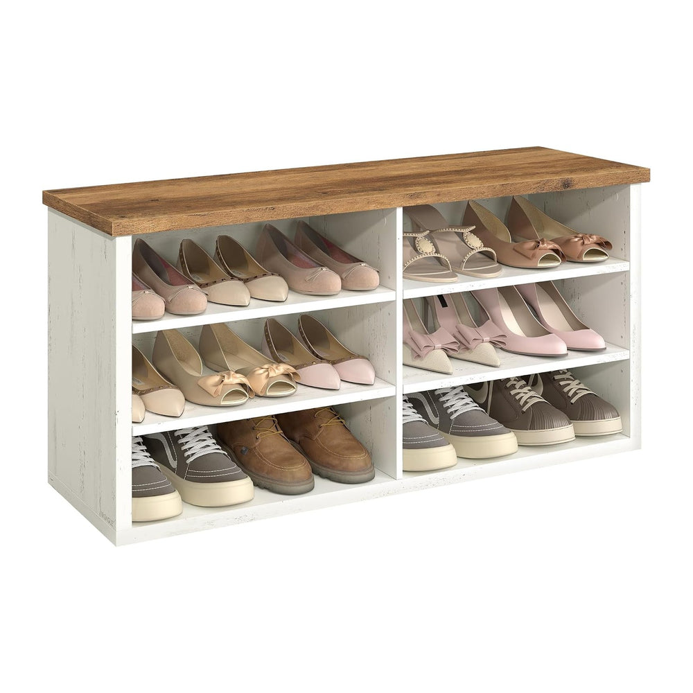 VASAGLE Shoe Bench, Storage Bench, 11.6 x 39.4 x 19.7 Inches | 6 Compartments...