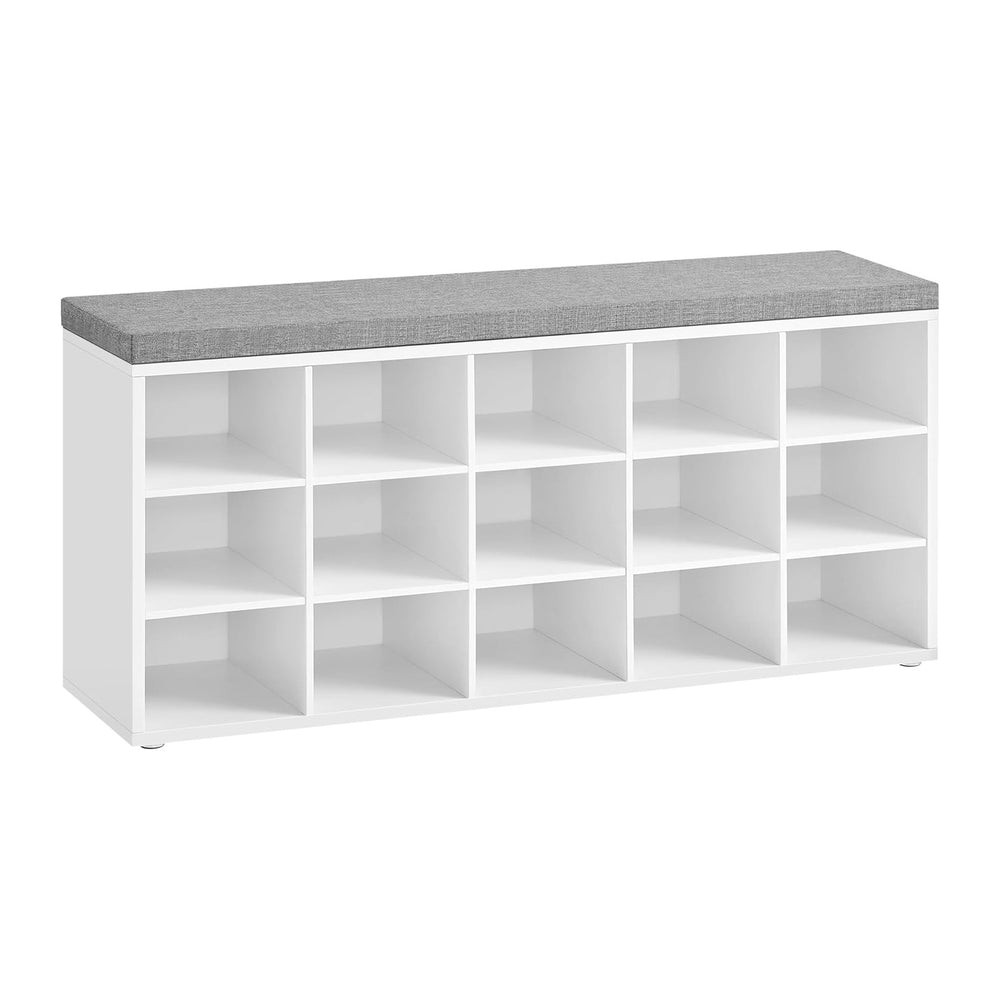 VASAGLE Shoe Bench with Cushion, 15 Compartments, 11.8 x 41.3 x 18.9 Inches |...