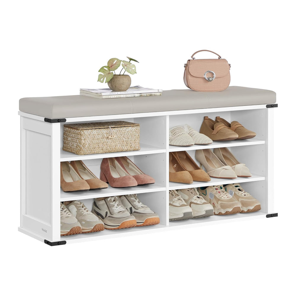 VASAGLE Shoe Storage Bench with Removable Cushion, Adjustable Shelves | Shoe ...