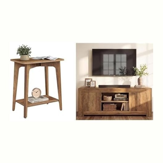 VASAGLE Side Table, Honey Brown ULET332K01 and ULTV623K101S