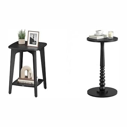 VASAGLE Small Square End Table, Round End Drink Table, Charcoal Gray ULET236B...