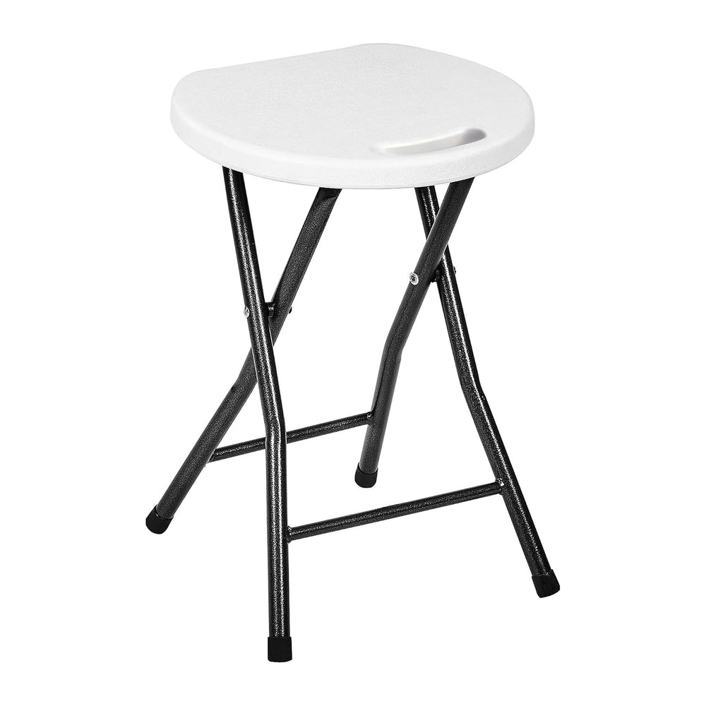 VECELO Folding Stool 18" with Handle, Solid Bottom Support, Iron X-Frame...