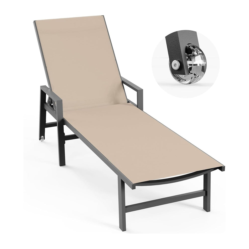 Vexwalx Patio Chaise Lounge Chair Outdoor with Wheels&Armrests, Aluminum ...
