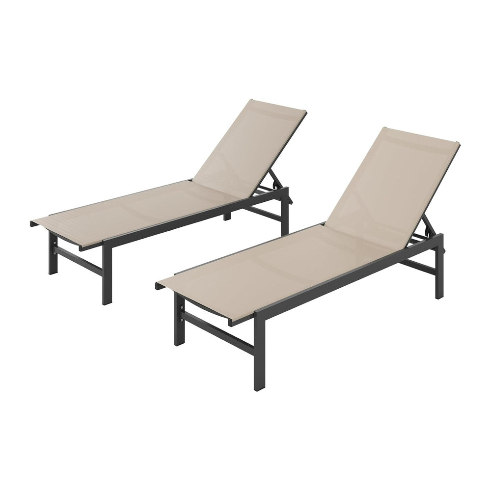 Vexwalx Pool Lounge Chairs Set of 2, Aluminum Lounge Chair Outdoor with 5-Pos...