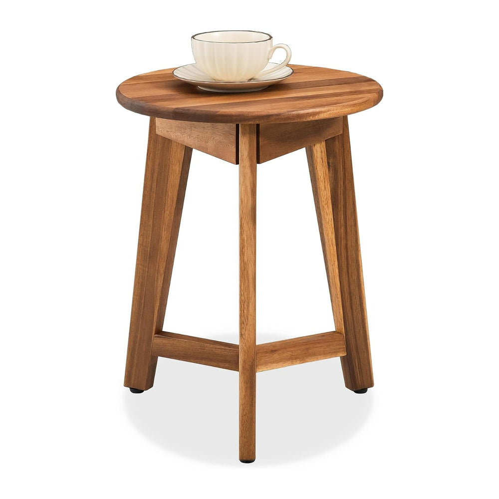 VICTORY RELAX Round Side Table – Solid Acacia Wood End Table for Living Room ...