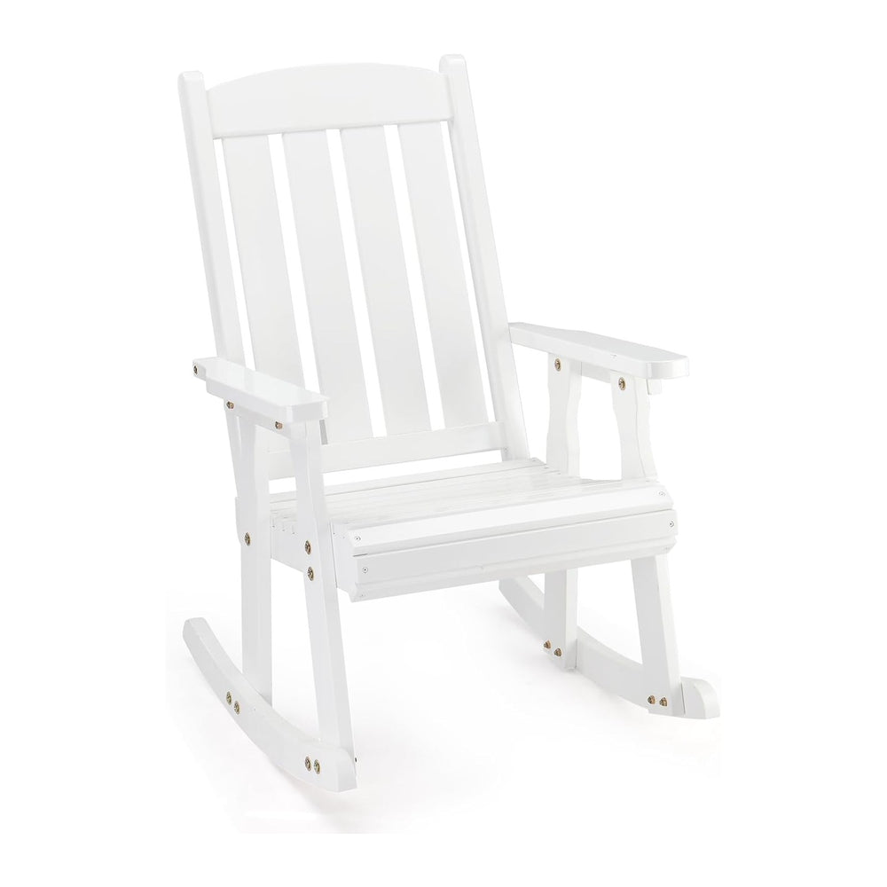 VINGLI Outdoor Rocking Chair, Heavy Duty 600 LBS Wooden Rocker, White(1PC) | ...