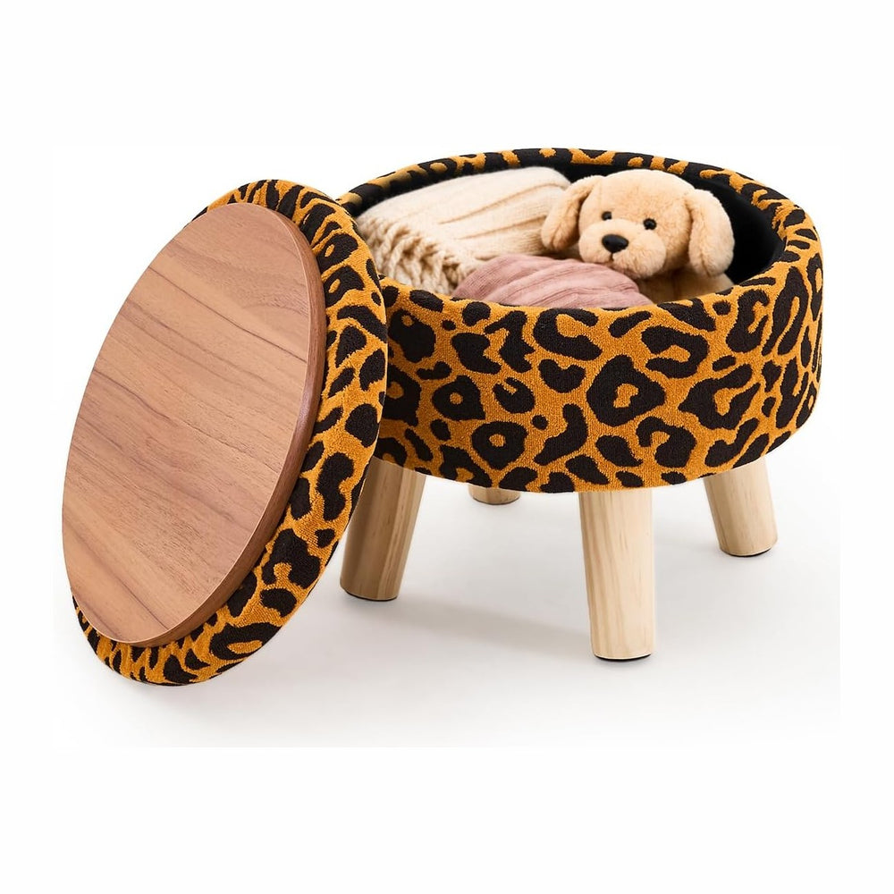 Wimarsbon Storage Ottoman, Modern Round Footrest with Soft Padded Seat, Patte...