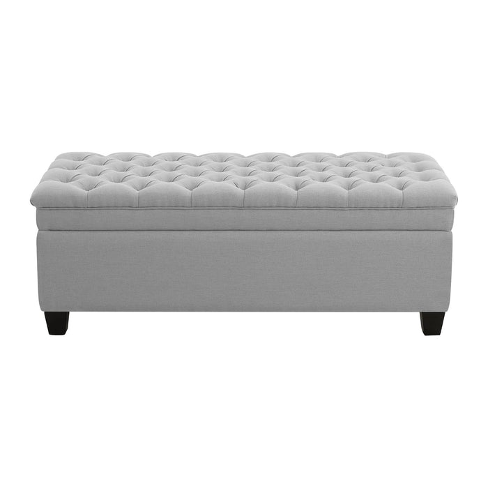 WUTUTUEE 51" Fabric Storage Ottoman Bench, Upholstered Rectangle End of Bed Storage Ottoman Tufted Living Room Bedroom Bench with Safety Hinge, Solid Wood Legs, Loads 500 lb(Light Grey)