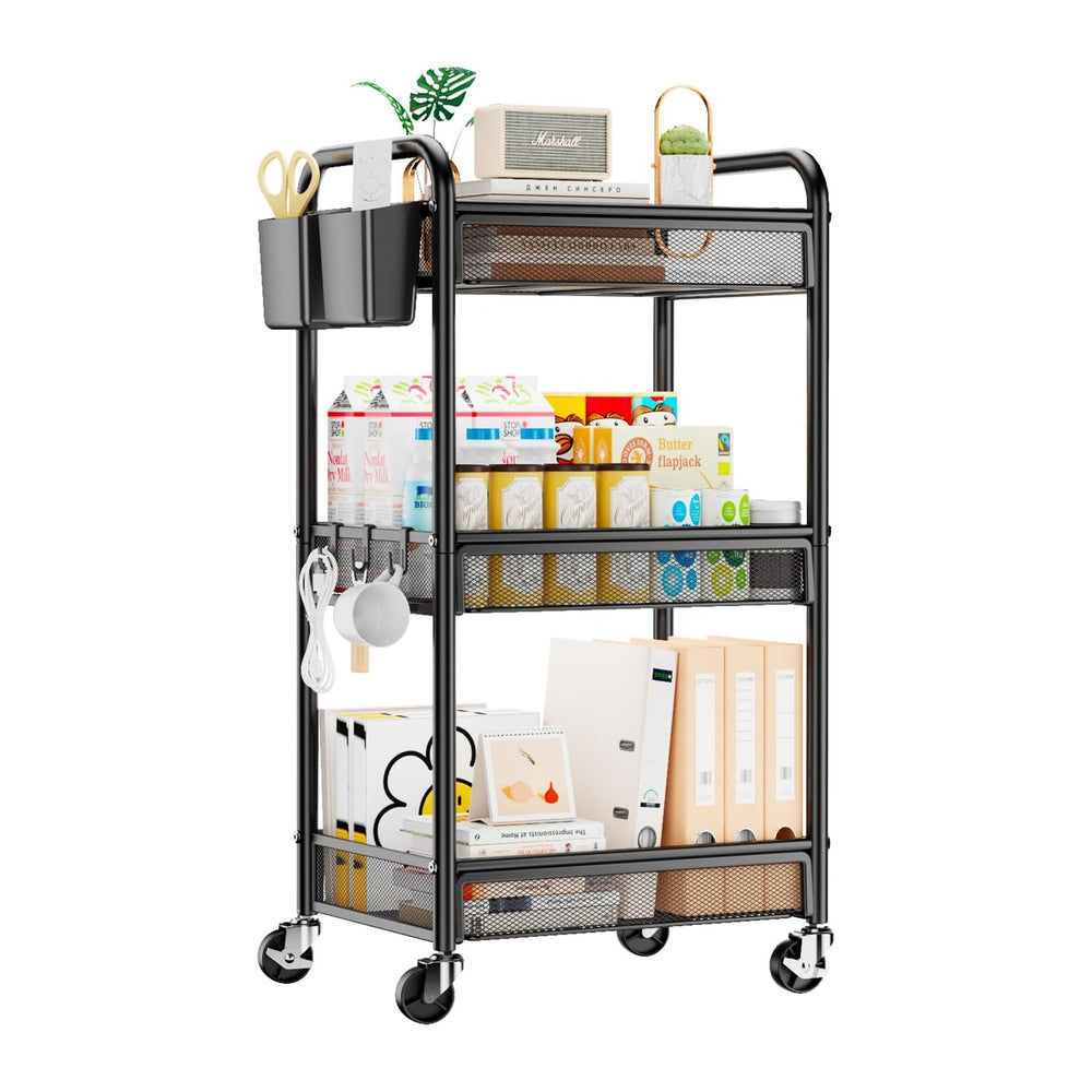 YASONIC 3 Tier Rolling Cart – Metal Utility Storage Carts with Wheels, Craft ...