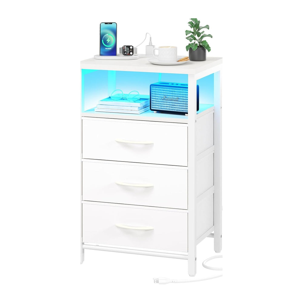 Yoobure Night Stand with Charging Station, 16 Colors LED Nightstand with USB ...